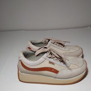 Steve Madden Ralli Platform Sneakers Nubuck Canvas Lace Up Size 7.5 Cream